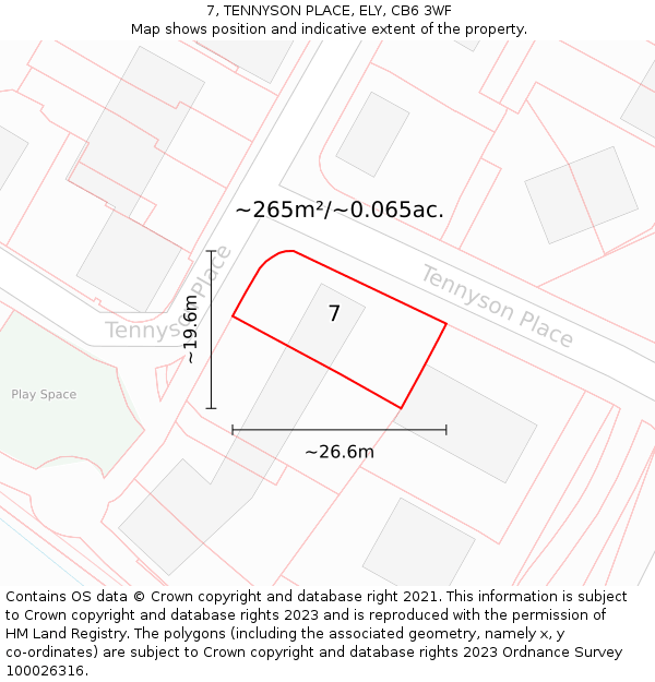 7, TENNYSON PLACE, ELY, CB6 3WF: Plot and title map