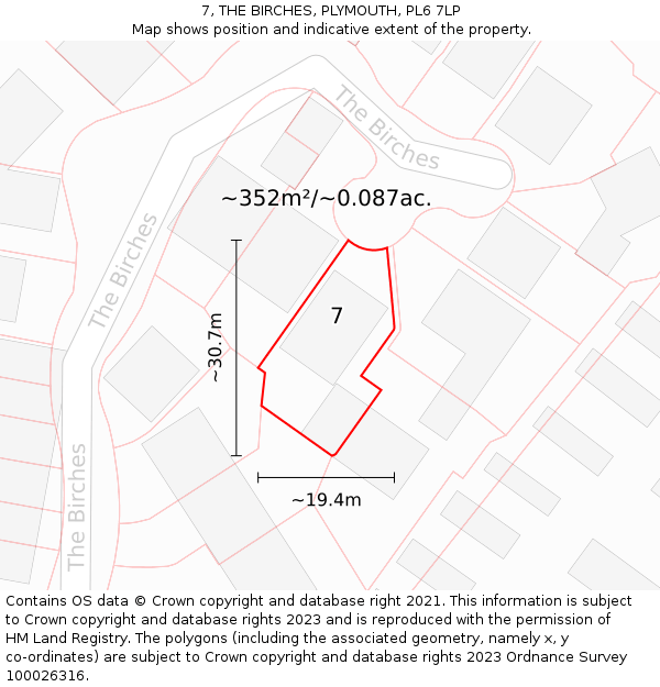 7, THE BIRCHES, PLYMOUTH, PL6 7LP: Plot and title map