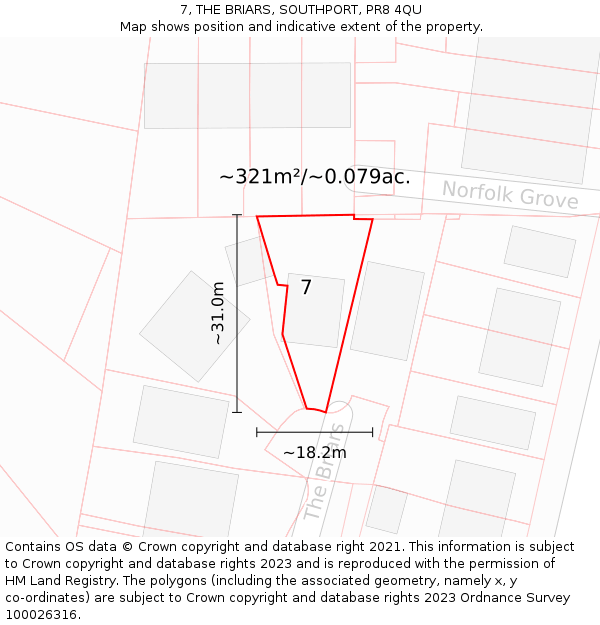 7, THE BRIARS, SOUTHPORT, PR8 4QU: Plot and title map