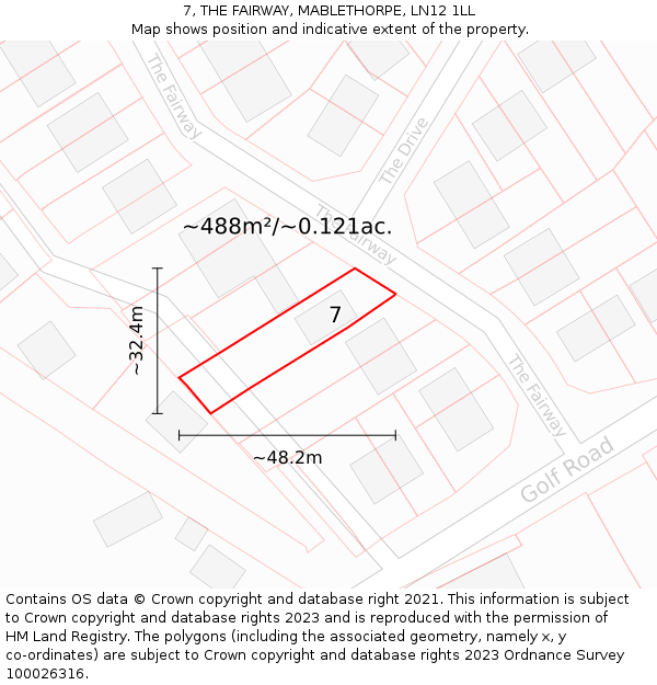 7, THE FAIRWAY, MABLETHORPE, LN12 1LL: Plot and title map