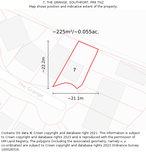 7, THE GRANGE, SOUTHPORT, PR9 7NZ: Plot and title map