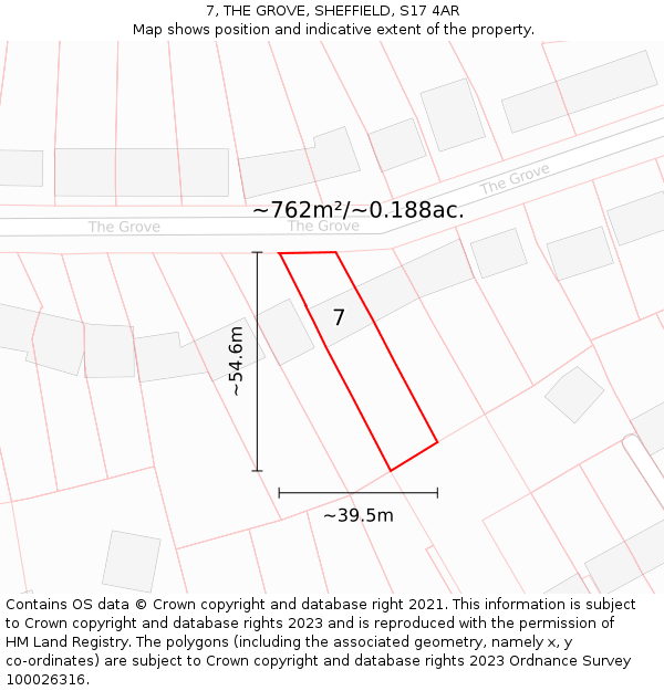 7, THE GROVE, SHEFFIELD, S17 4AR: Plot and title map