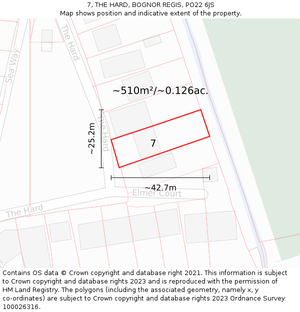 7, THE HARD, BOGNOR REGIS, PO22 6JS: Plot and title map