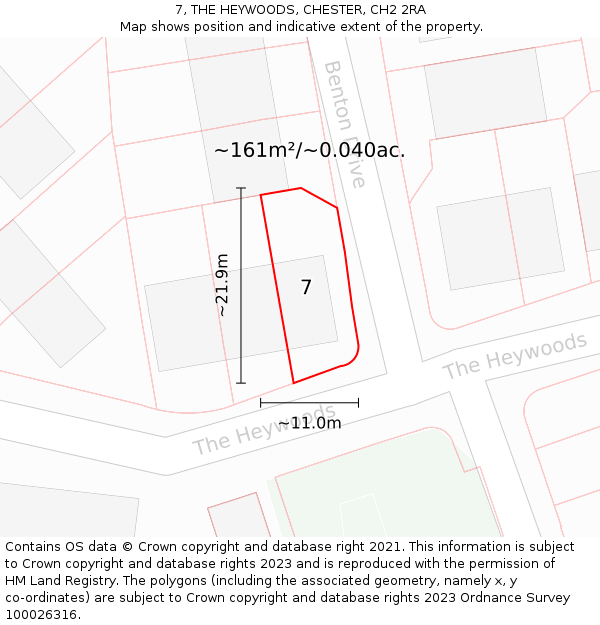 7, THE HEYWOODS, CHESTER, CH2 2RA: Plot and title map