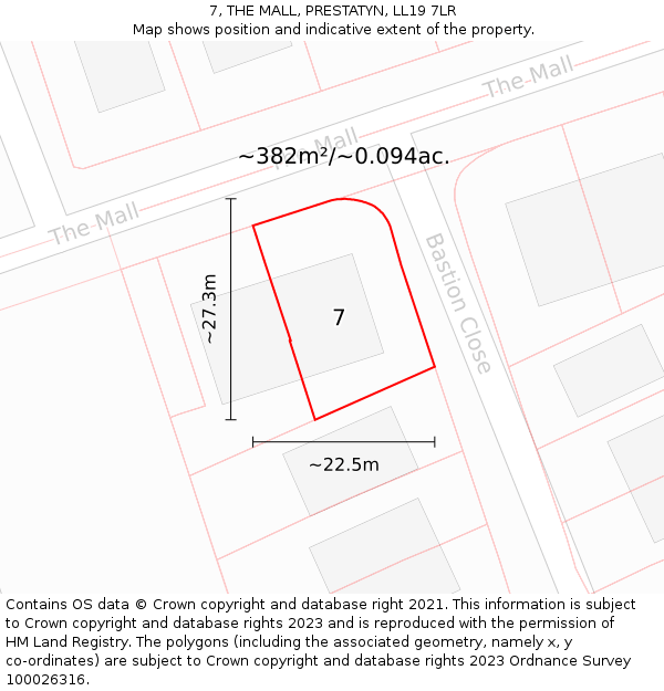 7, THE MALL, PRESTATYN, LL19 7LR: Plot and title map