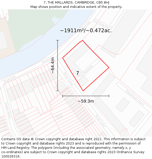 7, THE MALLARDS, CAMBRIDGE, CB5 8HJ: Plot and title map