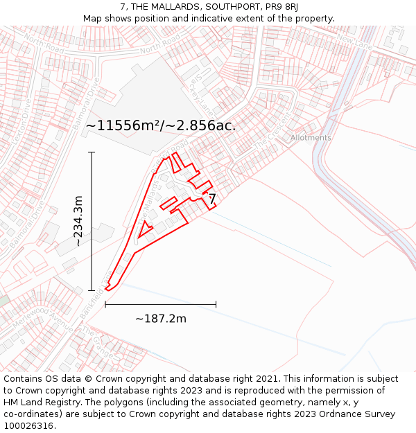 7, THE MALLARDS, SOUTHPORT, PR9 8RJ: Plot and title map