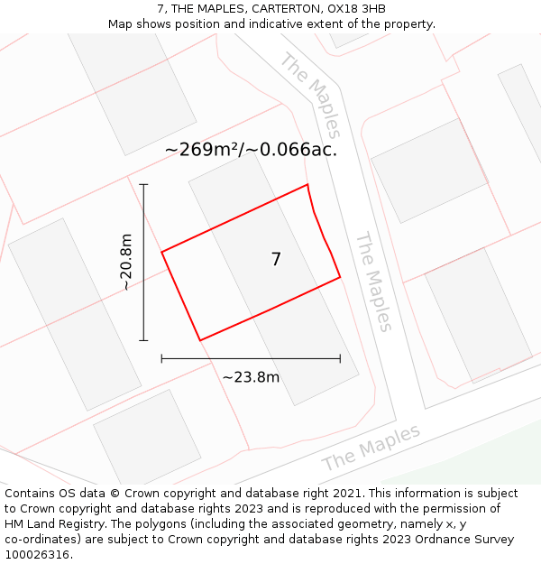 7, THE MAPLES, CARTERTON, OX18 3HB: Plot and title map