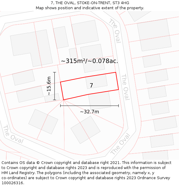 7, THE OVAL, STOKE-ON-TRENT, ST3 4HG: Plot and title map