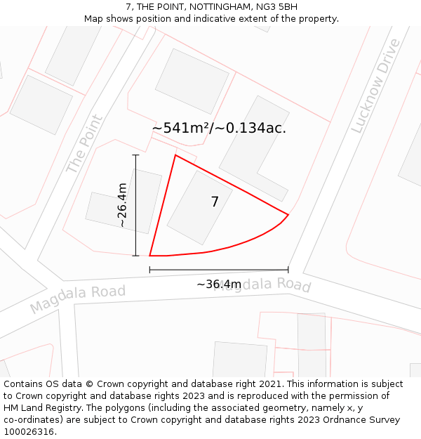 7, THE POINT, NOTTINGHAM, NG3 5BH: Plot and title map