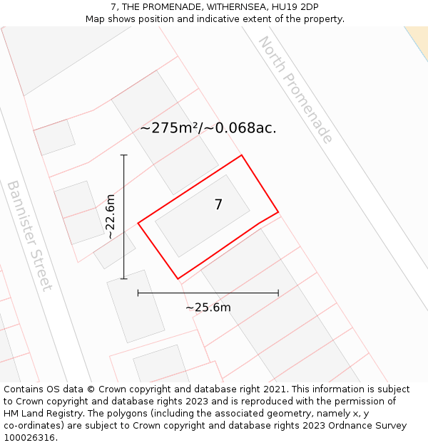 7, THE PROMENADE, WITHERNSEA, HU19 2DP: Plot and title map