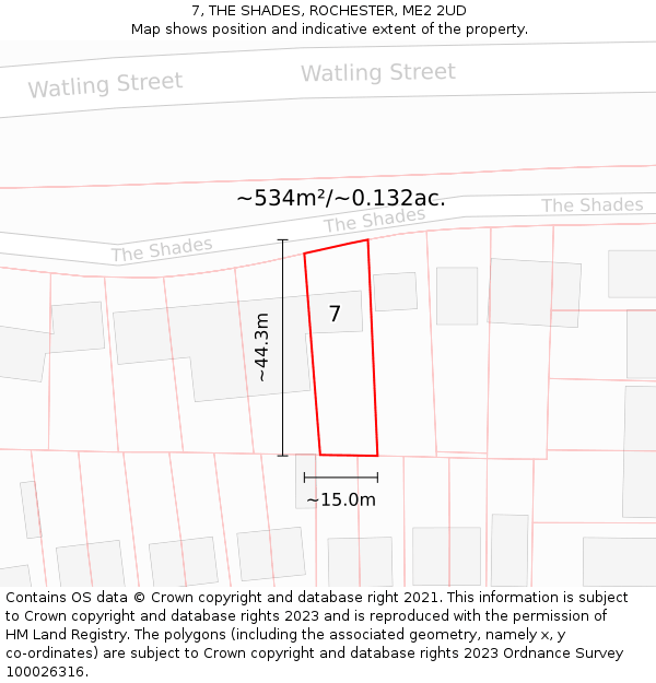 7, THE SHADES, ROCHESTER, ME2 2UD: Plot and title map