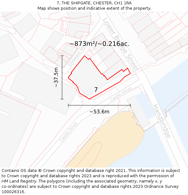 7, THE SHIPGATE, CHESTER, CH1 1RA: Plot and title map