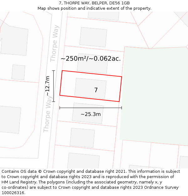 7, THORPE WAY, BELPER, DE56 1GB: Plot and title map