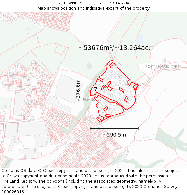 7, TOWNLEY FOLD, HYDE, SK14 4UX: Plot and title map