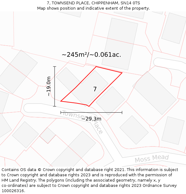 7, TOWNSEND PLACE, CHIPPENHAM, SN14 0TS: Plot and title map