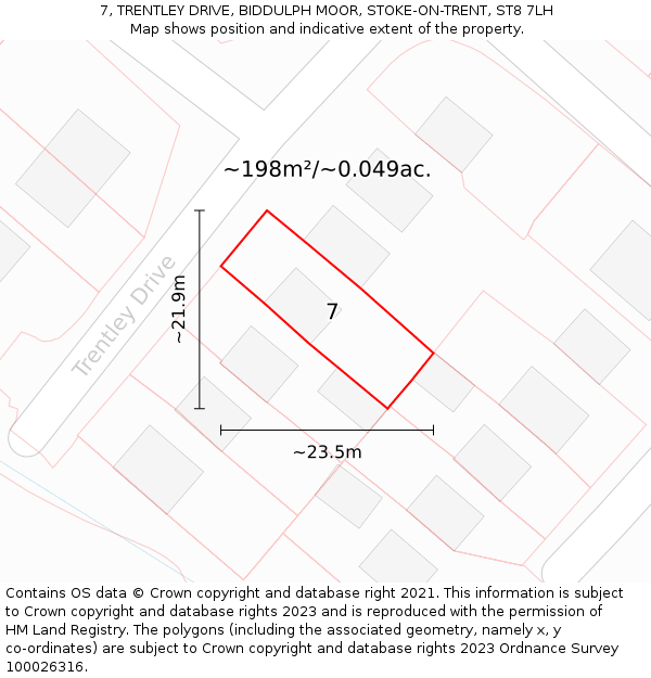 7, TRENTLEY DRIVE, BIDDULPH MOOR, STOKE-ON-TRENT, ST8 7LH: Plot and title map