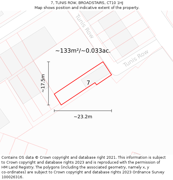 7, TUNIS ROW, BROADSTAIRS, CT10 1HJ: Plot and title map