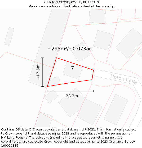 7, UPTON CLOSE, POOLE, BH16 5HG: Plot and title map