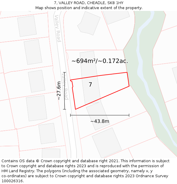 7, VALLEY ROAD, CHEADLE, SK8 1HY: Plot and title map