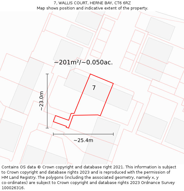 7, WALLIS COURT, HERNE BAY, CT6 6RZ: Plot and title map