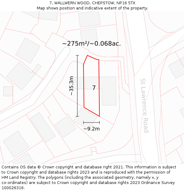 7, WALLWERN WOOD, CHEPSTOW, NP16 5TX: Plot and title map