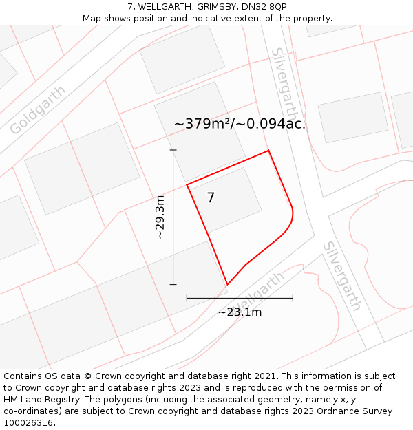 7, WELLGARTH, GRIMSBY, DN32 8QP: Plot and title map