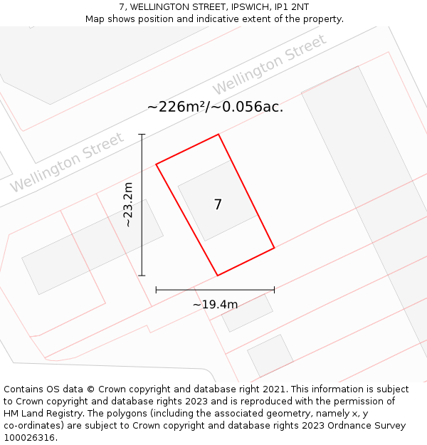 7, WELLINGTON STREET, IPSWICH, IP1 2NT: Plot and title map