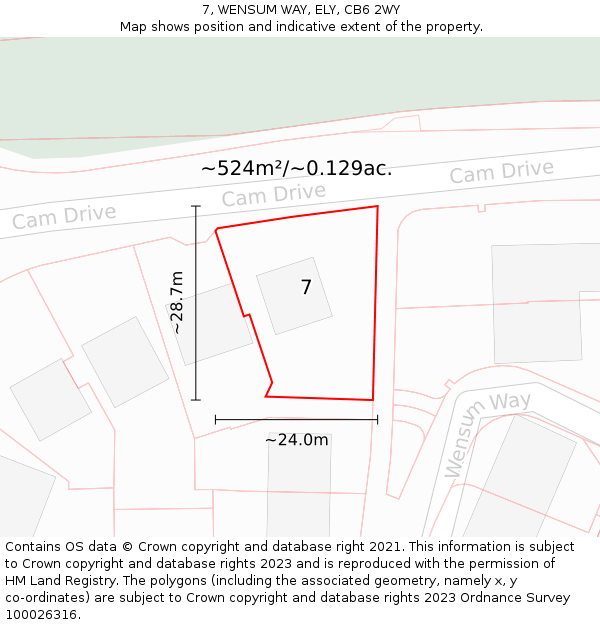 7, WENSUM WAY, ELY, CB6 2WY: Plot and title map