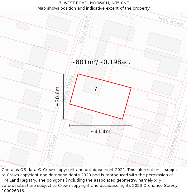7, WEST ROAD, NORWICH, NR5 0NE: Plot and title map