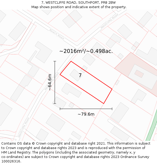 7, WESTCLIFFE ROAD, SOUTHPORT, PR8 2BW: Plot and title map