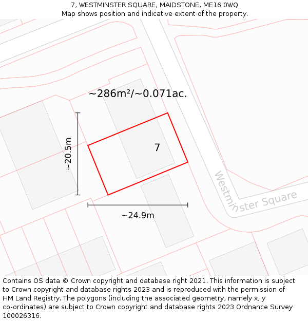 7, WESTMINSTER SQUARE, MAIDSTONE, ME16 0WQ: Plot and title map