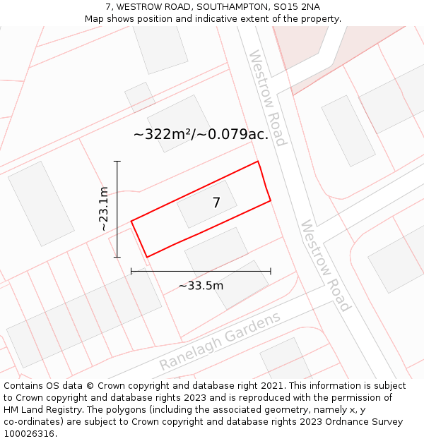 7, WESTROW ROAD, SOUTHAMPTON, SO15 2NA: Plot and title map