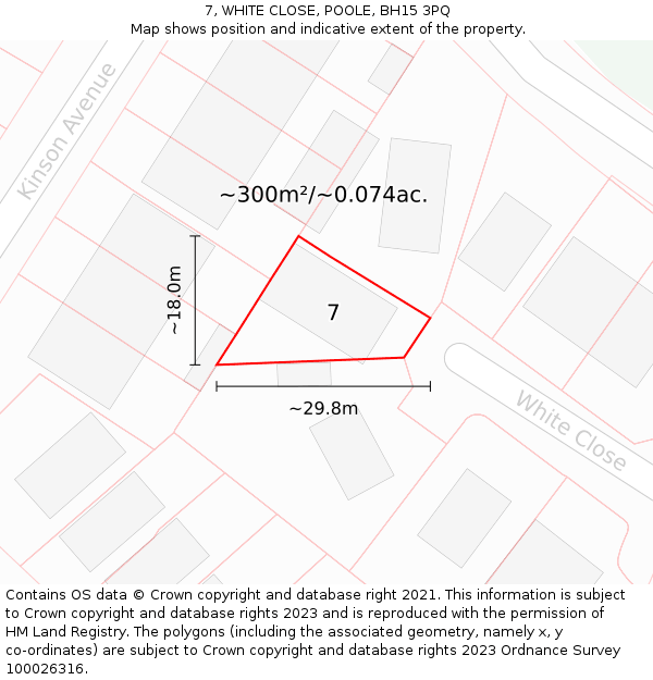 7, WHITE CLOSE, POOLE, BH15 3PQ: Plot and title map