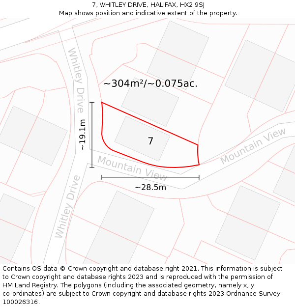 7, WHITLEY DRIVE, HALIFAX, HX2 9SJ: Plot and title map