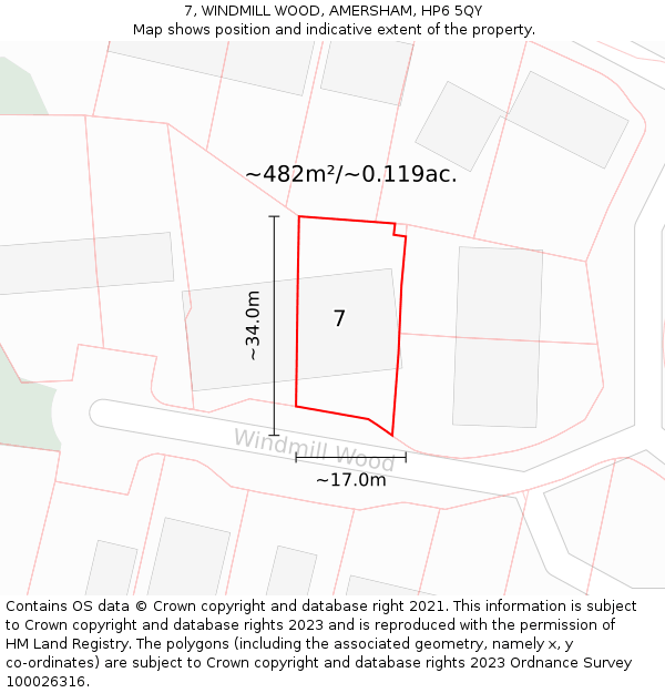 7, WINDMILL WOOD, AMERSHAM, HP6 5QY: Plot and title map