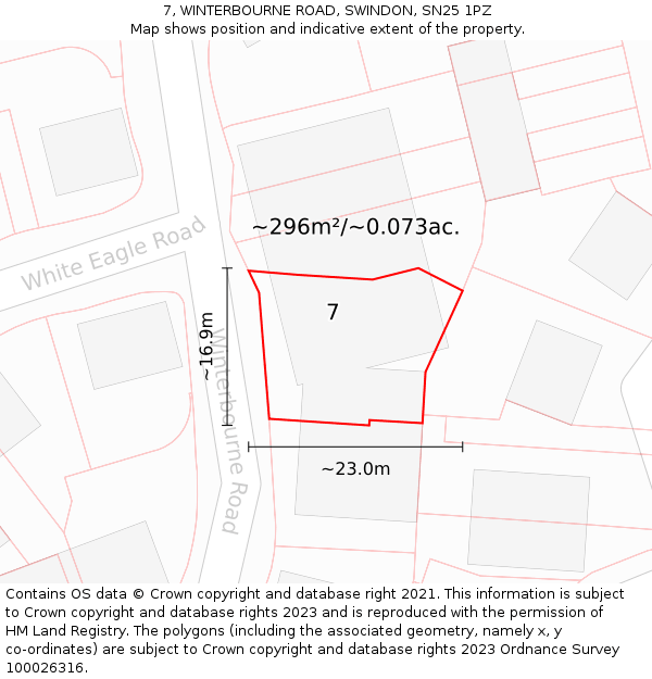 7, WINTERBOURNE ROAD, SWINDON, SN25 1PZ: Plot and title map