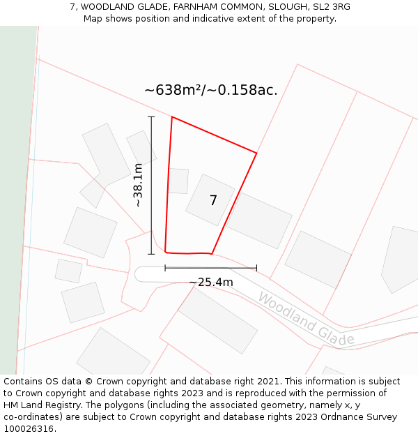 7, WOODLAND GLADE, FARNHAM COMMON, SLOUGH, SL2 3RG: Plot and title map