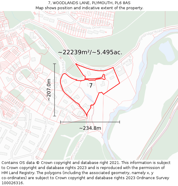 7, WOODLANDS LANE, PLYMOUTH, PL6 8AS: Plot and title map