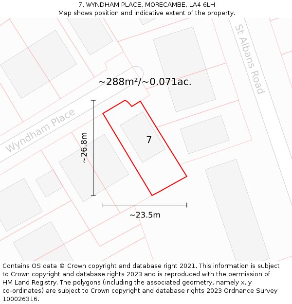 7, WYNDHAM PLACE, MORECAMBE, LA4 6LH: Plot and title map