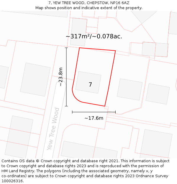 7, YEW TREE WOOD, CHEPSTOW, NP16 6AZ: Plot and title map