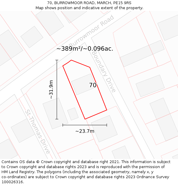 70, BURROWMOOR ROAD, MARCH, PE15 9RS: Plot and title map