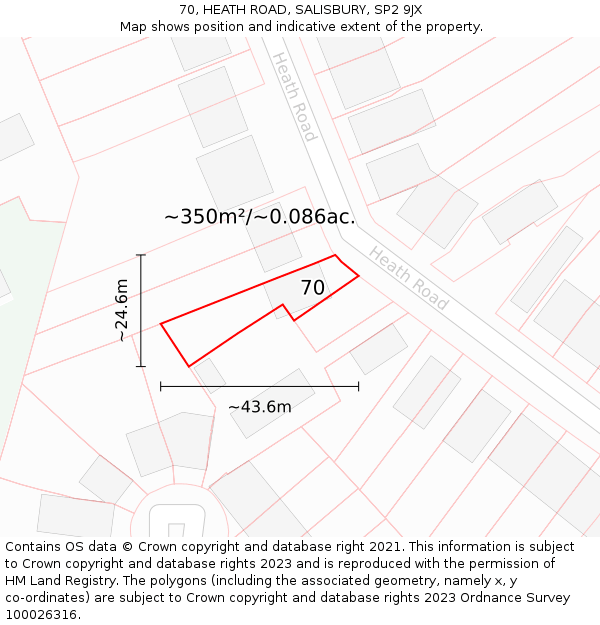 70, HEATH ROAD, SALISBURY, SP2 9JX: Plot and title map