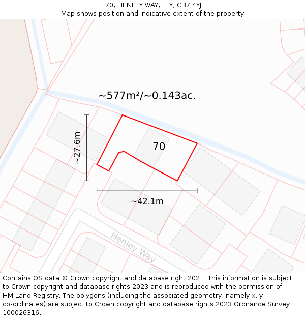 70, HENLEY WAY, ELY, CB7 4YJ: Plot and title map
