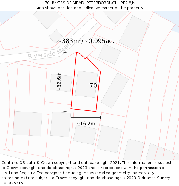 70, RIVERSIDE MEAD, PETERBOROUGH, PE2 8JN: Plot and title map