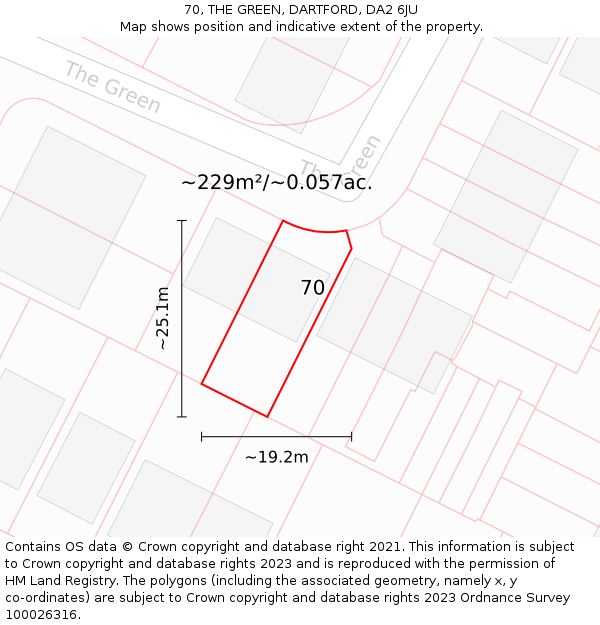 70, THE GREEN, DARTFORD, DA2 6JU: Plot and title map