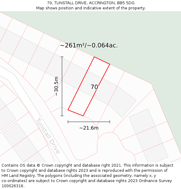 70, TUNSTALL DRIVE, ACCRINGTON, BB5 5DG: Plot and title map