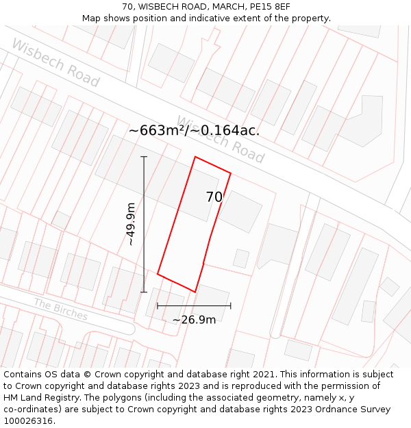 70, WISBECH ROAD, MARCH, PE15 8EF: Plot and title map