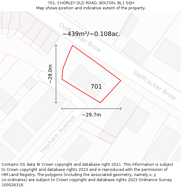 701, CHORLEY OLD ROAD, BOLTON, BL1 5QH: Plot and title map