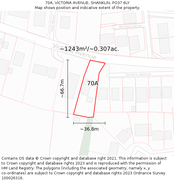 70A, VICTORIA AVENUE, SHANKLIN, PO37 6LY: Plot and title map
